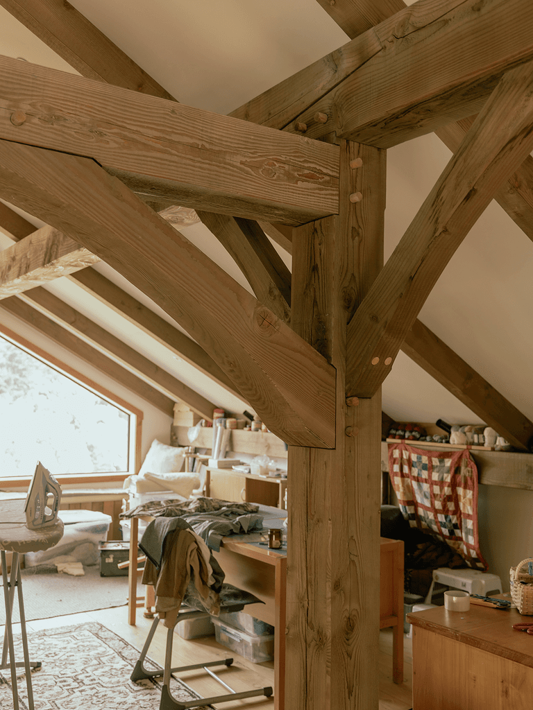 Post and beam timber frame columns interior