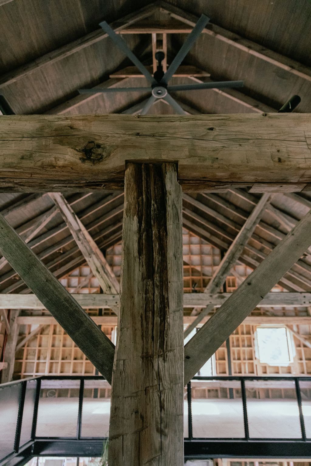 Auckland heritage barn restoration with modern architectural glazing and exposed timber beams