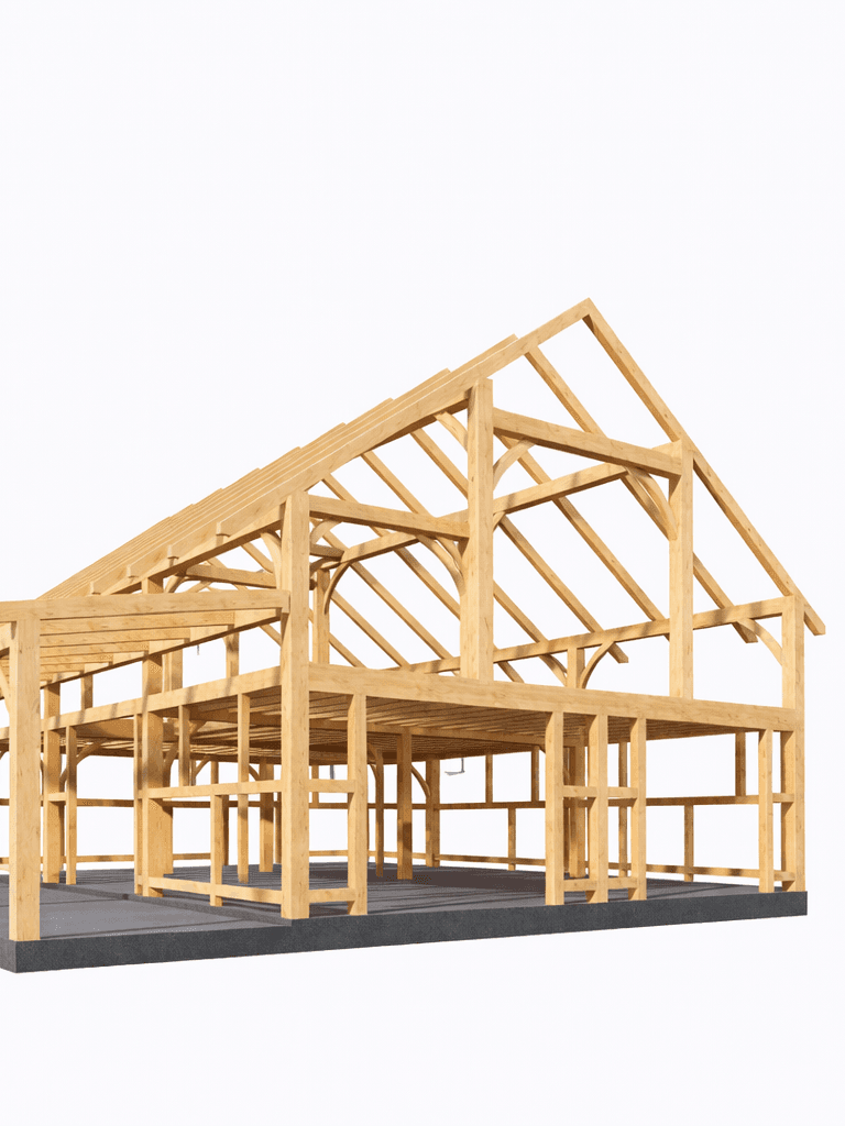 Beautiful timber frame for a multi purpose barn home with a studio and office