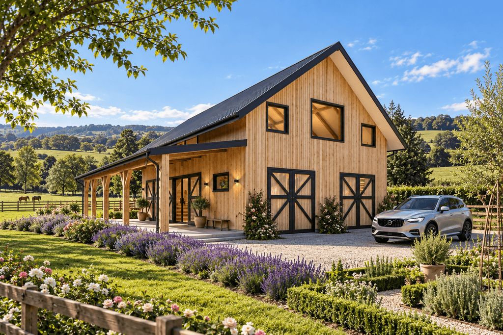 Multi-use artist studio timber frame barn home with flexible living spaces and sustainable local timber construction