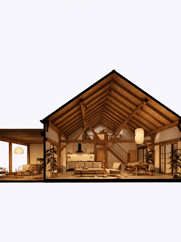 Timber frame family home inspired by traditional English barn architecture