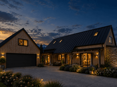 45 degree pitched roof carriage house crafted from New Zealand timber