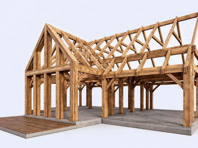 Premium timber frame carriage house with separate studio and garage