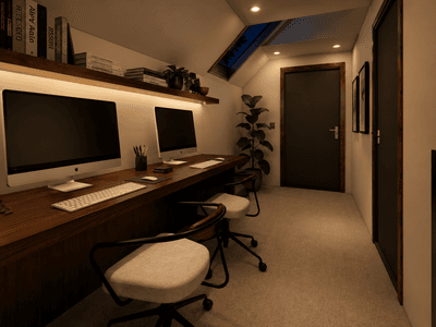 Work from home office in New Zealand timber barn with separate guest studio