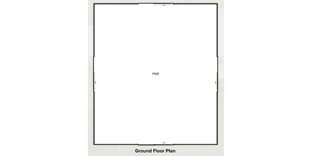Event venue barn floor plan with exposed timber beams and large open hall