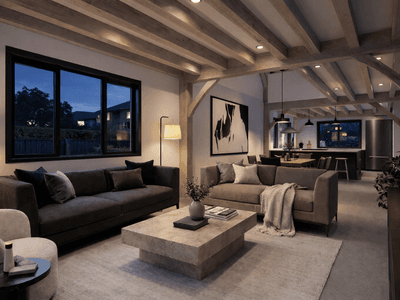Timber frame townhouse interior in New Zealand