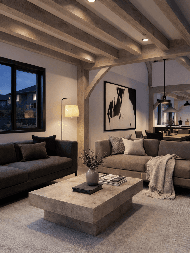 Timber frame townhouse interior in New Zealand