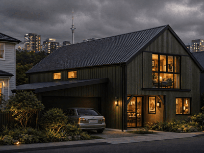 Spacious modern barn townhouse design with timber frame in NZ
