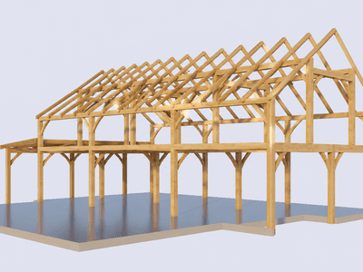 Premium timber frame skeleton featuring exposed rafters, soaring barn-style proportions and fresh honey-toned timber, designed for luxury countryside, lifestyle block or semi-rural living.
