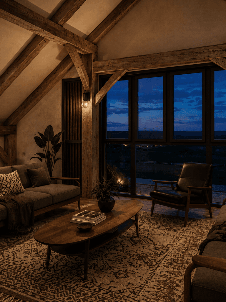 Architectural timber barn frame render showcasing handcrafted wooden beams, open-span interiors and elegant structural detailing, blending modern barn aesthetics with traditional craftsmanship.