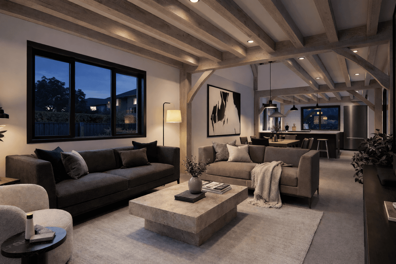 Timber frame townhouse interior in New Zealand