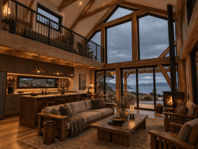 High-quality timber frame getaway home designed for a peaceful nature retreat