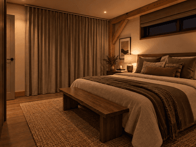 Accessible timber barn home offering low-maintenance, high-quality living for older homeowners master bedroom