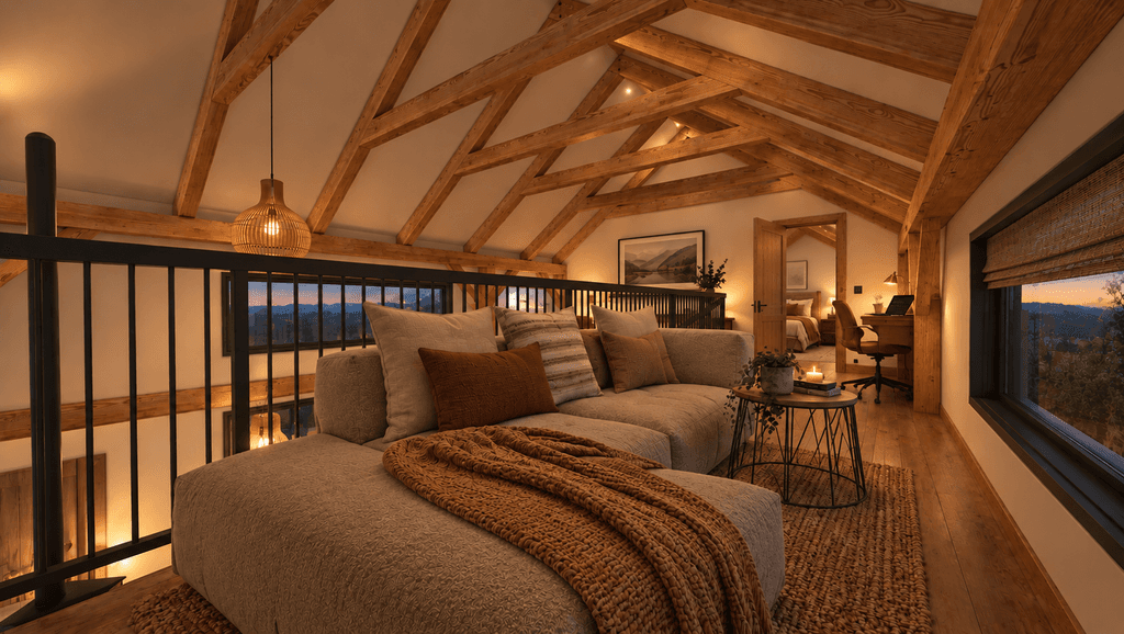 Luxury downsizer home combining traditional timber-frame construction with modern living