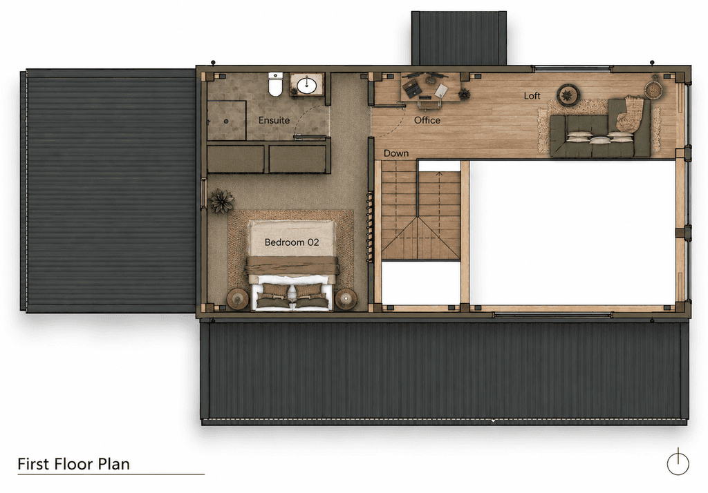 Floor plan for timber frame barn home retreat 