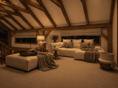 Premium New Zealand timber barn designed for remote working with its spacious upstairs loft/office