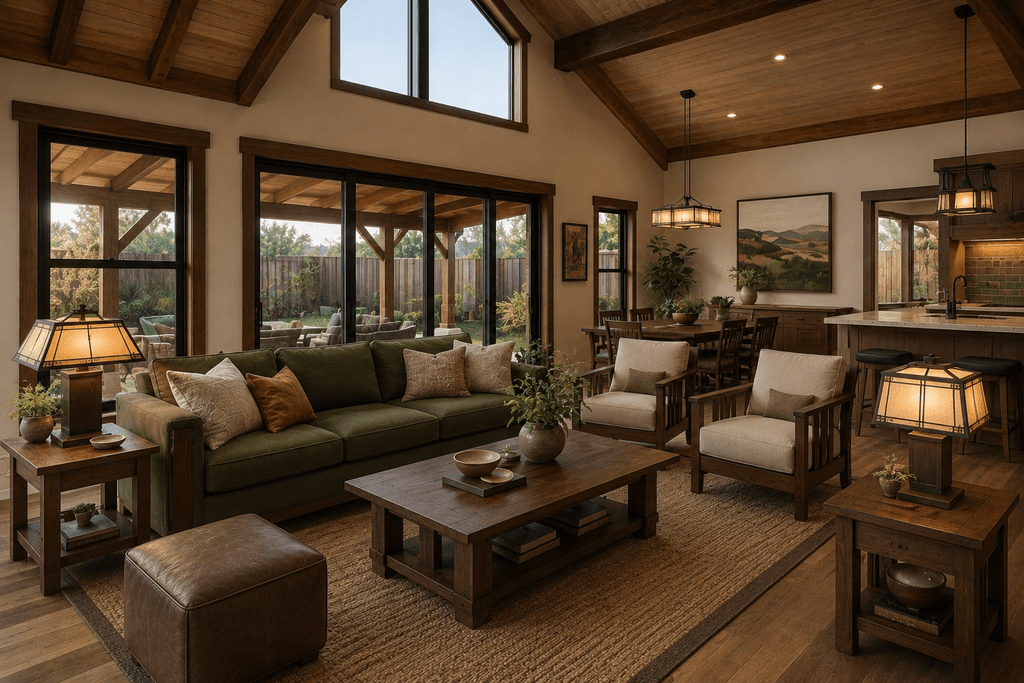 Affordable barn home hybrid design living area