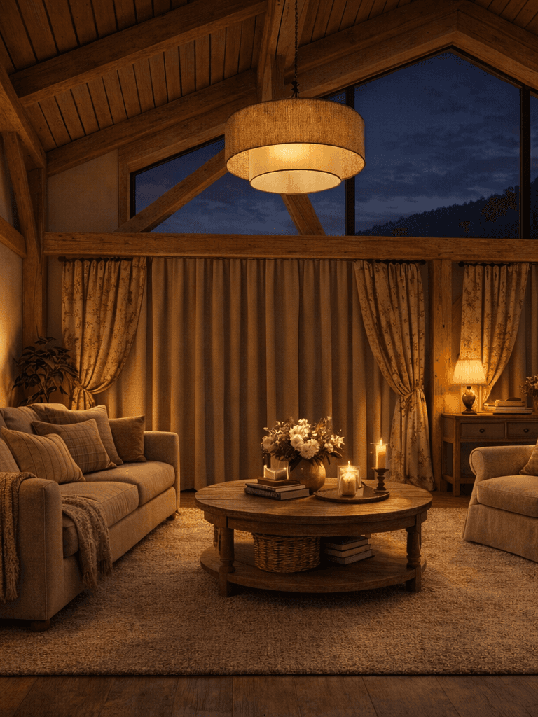 Modern barn-style timber frame living space with natural wood finishes and expansive rural New Zealand countryside views