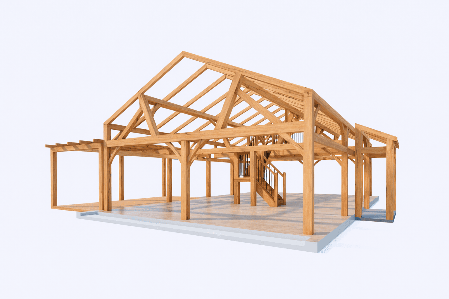 Timber frame barn house with vaulted ceiling in NZ