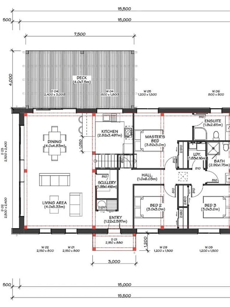 High-impact timber barn home design with expansive proportions and visual wow factor floor plan