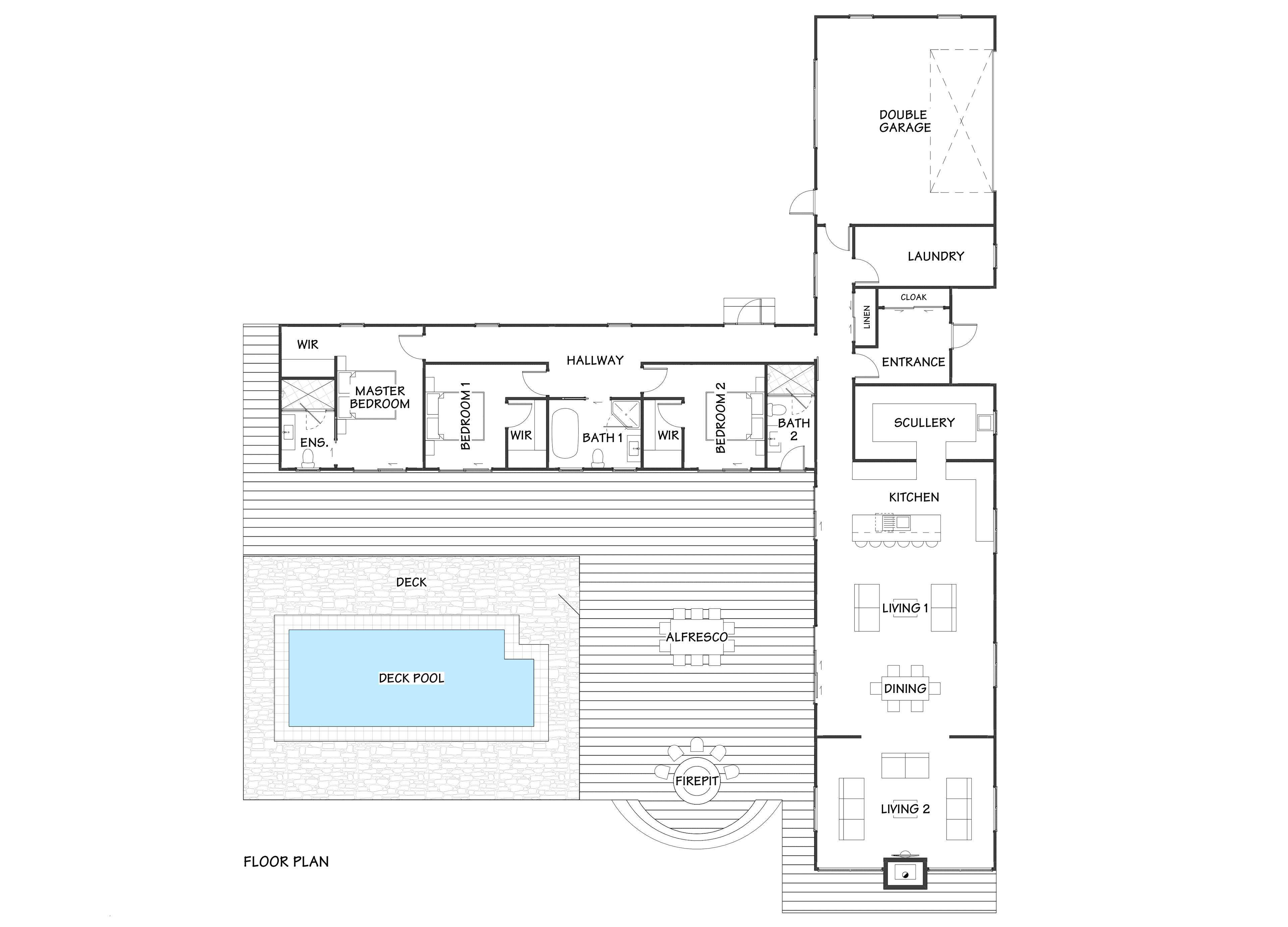 Single storey SIP barn home exterior with large front windows floor plan