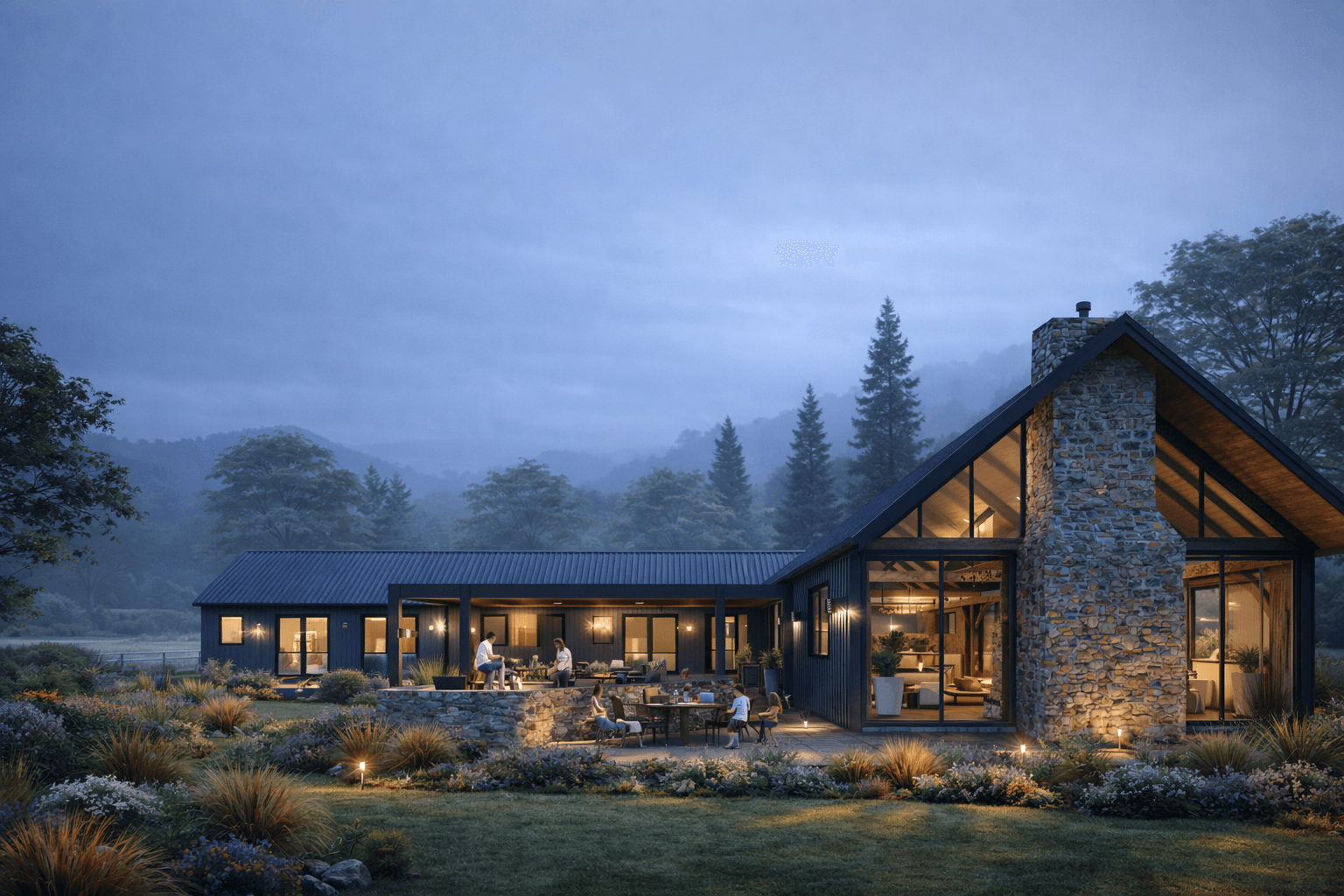 Contemporary NZ barn style home design with separate bedroom wing SIP panels