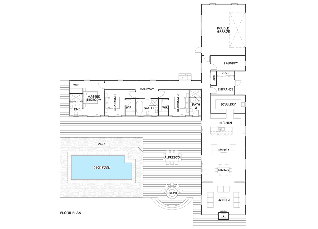Single storey SIP barn home exterior with large front windows floor plan
