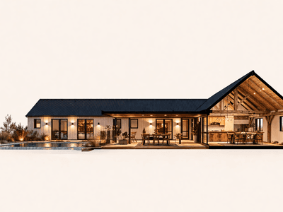 Energy efficient SIP barn home with scenic glazing