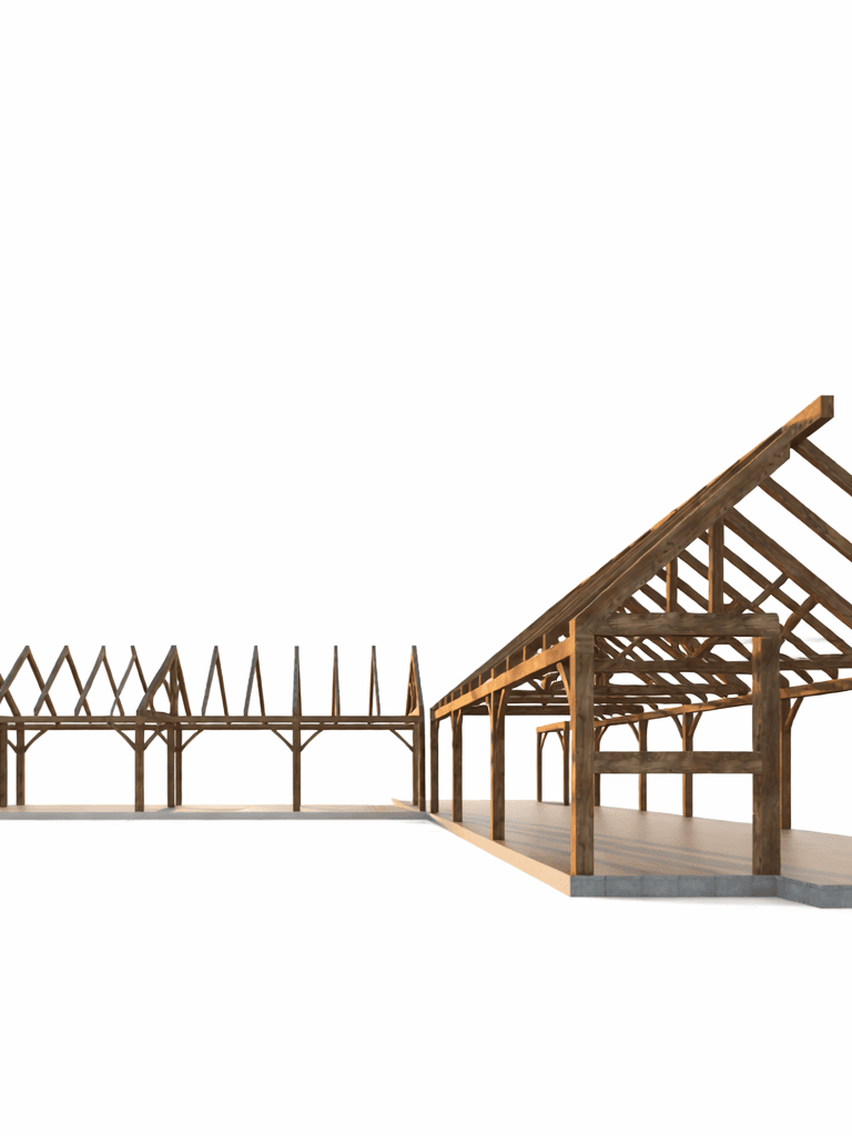 Contemporary 3 bedroom barn house with dedicated bedroom wing timber frame