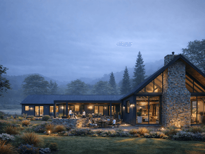 Contemporary NZ barn style home design with separate bedroom wing SIP panels