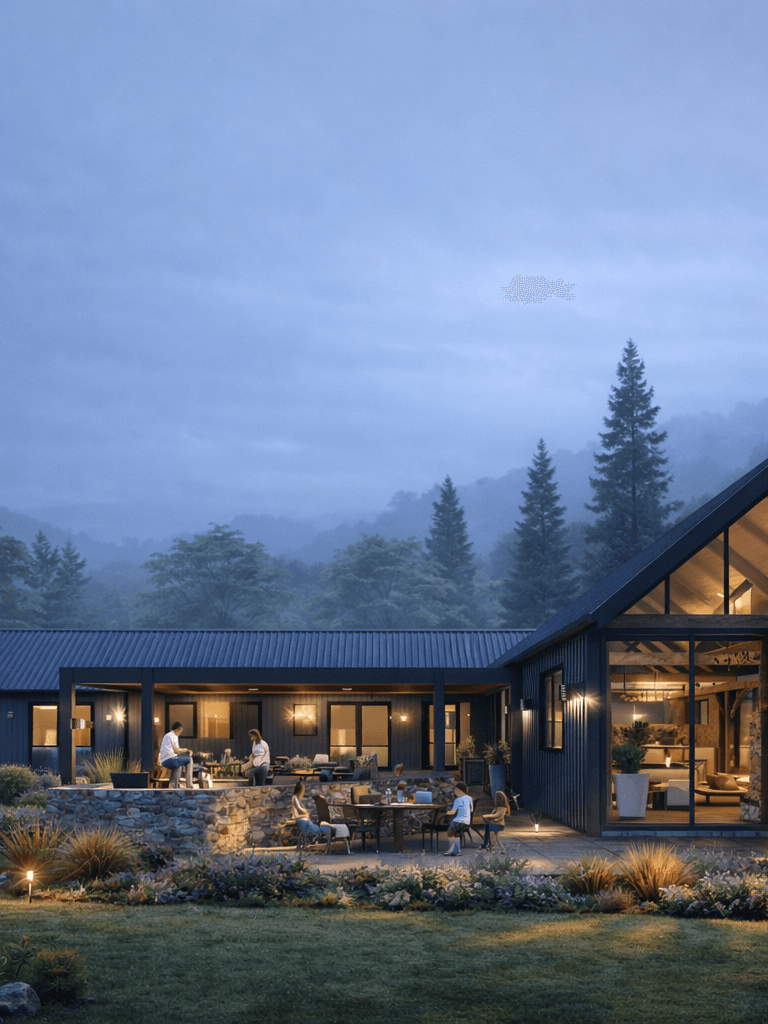 Contemporary NZ barn style home design with separate bedroom wing SIP panels
