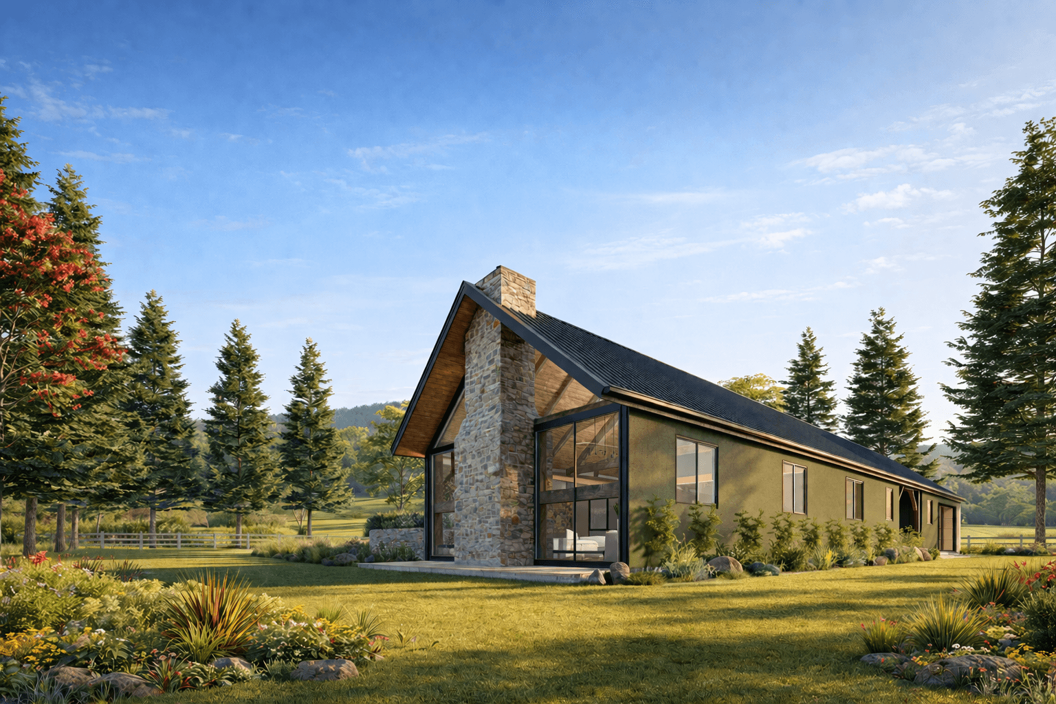 Spacious single storey barn home in modern rural style