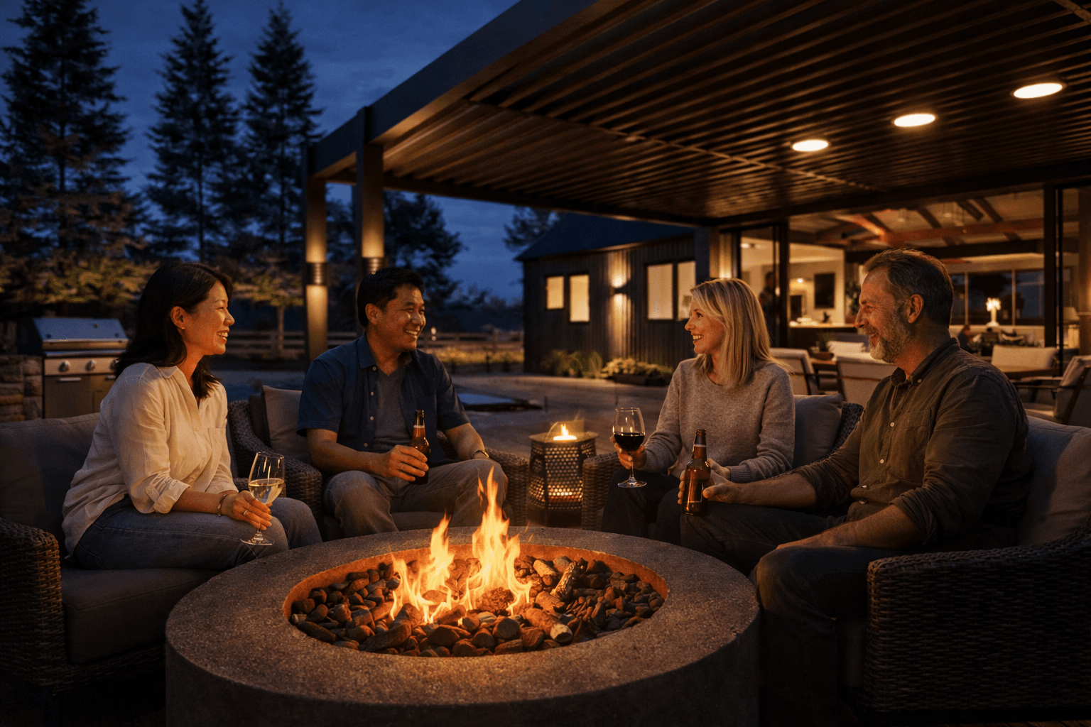 Modern countryside barn home with panoramic front glazing