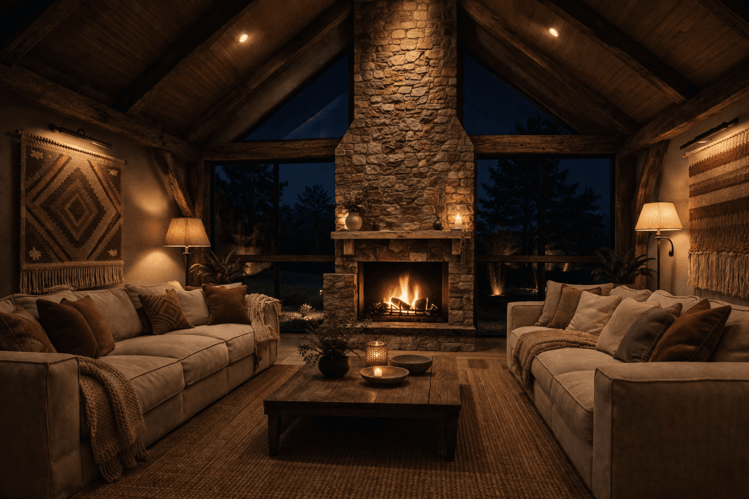 Architectural barn home with large windows and rural views