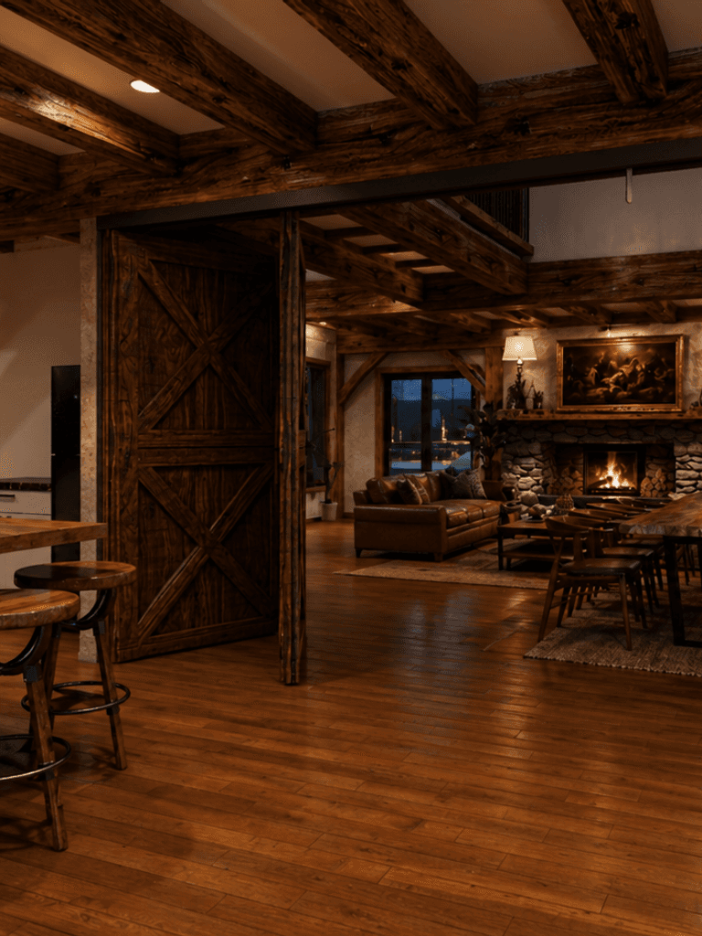 Multi-generational timber barn home with 3 bedrooms and optional 4th bedroom interior