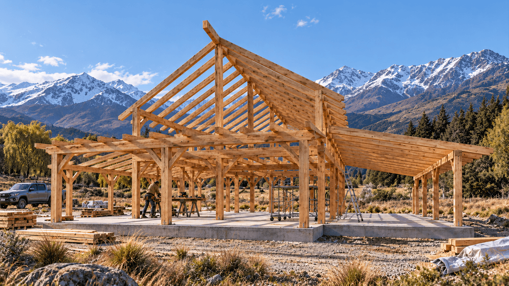 Authentic timber frame legacy home, upper end design for rural New Zealand estates