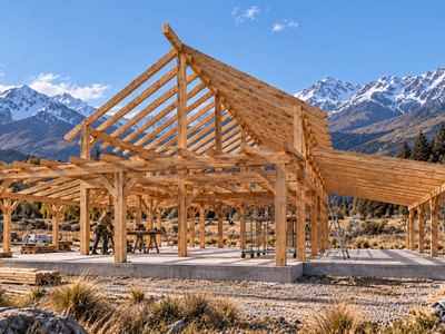 Authentic timber frame legacy home, upper end design for rural New Zealand estates