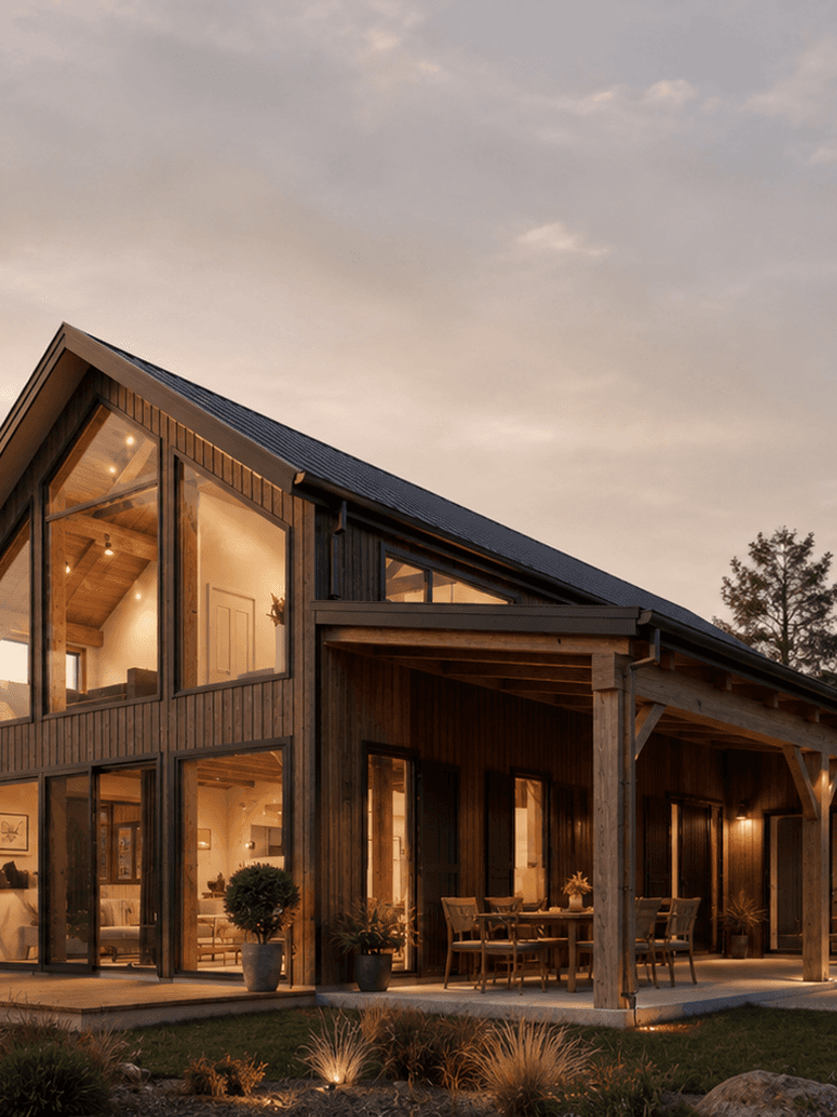 196m² timber frame barn home built from New Zealand timber with a flexible customisable floor plan for lifestyle blocks