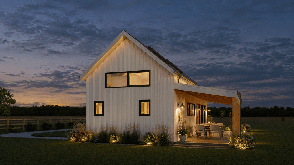 1 bedroom timber frame barn home for downsizers rear view