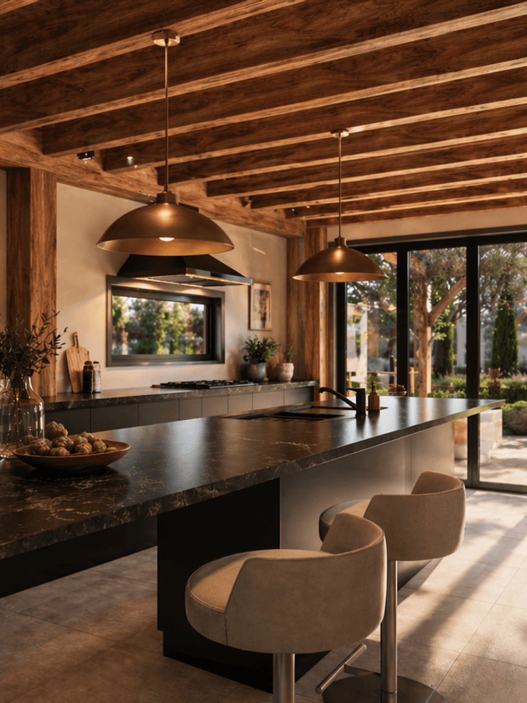 1Modern rural barn home interior with covered outdoor living and Italian-style gardens