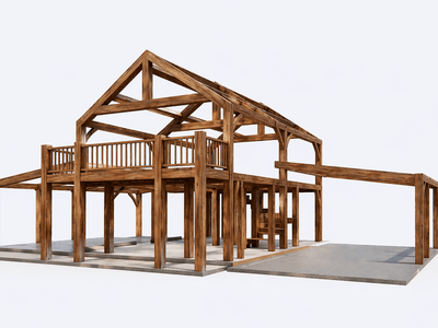 146m² modern barn home with expansive open-plan living areas and exposed timber framing