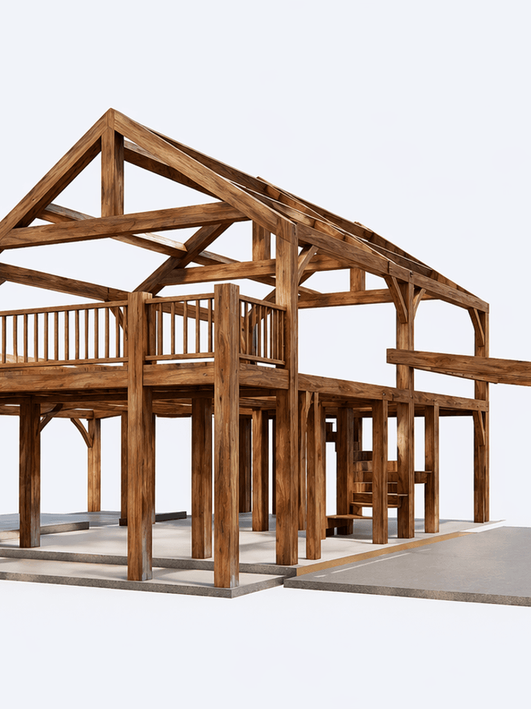 146m² modern barn home with expansive open-plan living areas and exposed timber framing