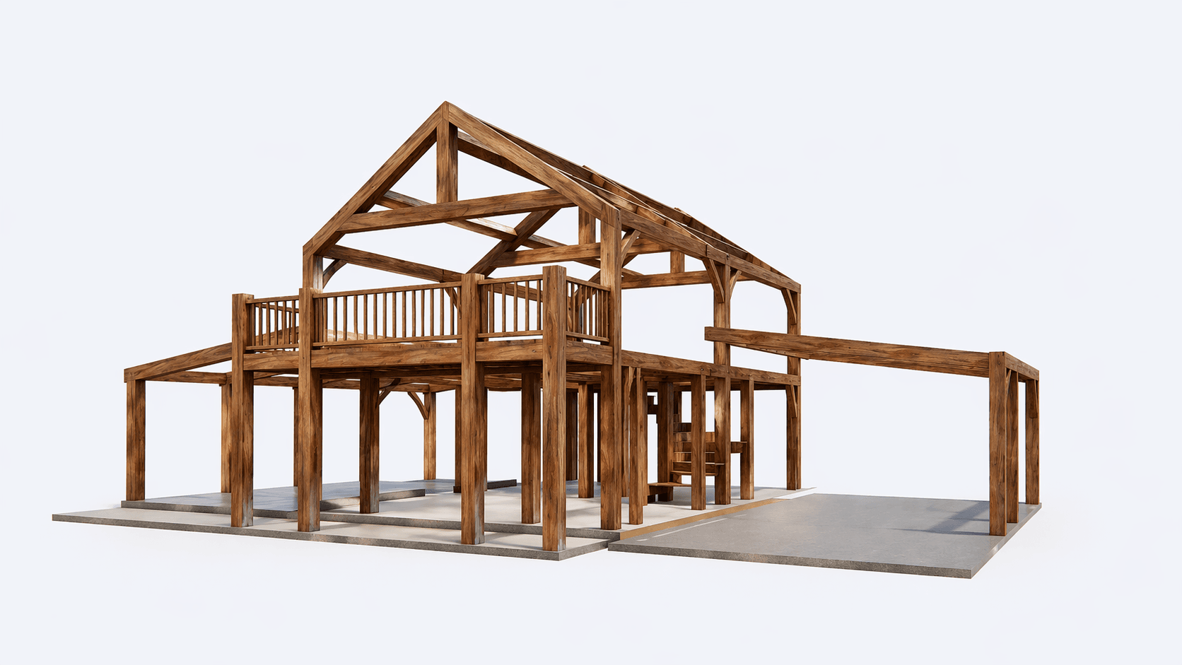 146m² modern barn home with expansive open-plan living areas and exposed timber framing