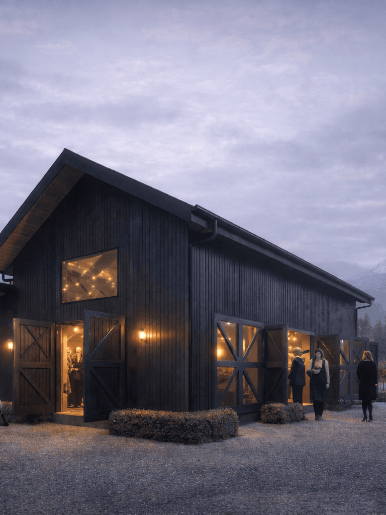 Timber frame vineyard barn with wide veranda New Zealand