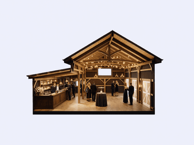 Single storey barn tasting room interior timber beams cross section