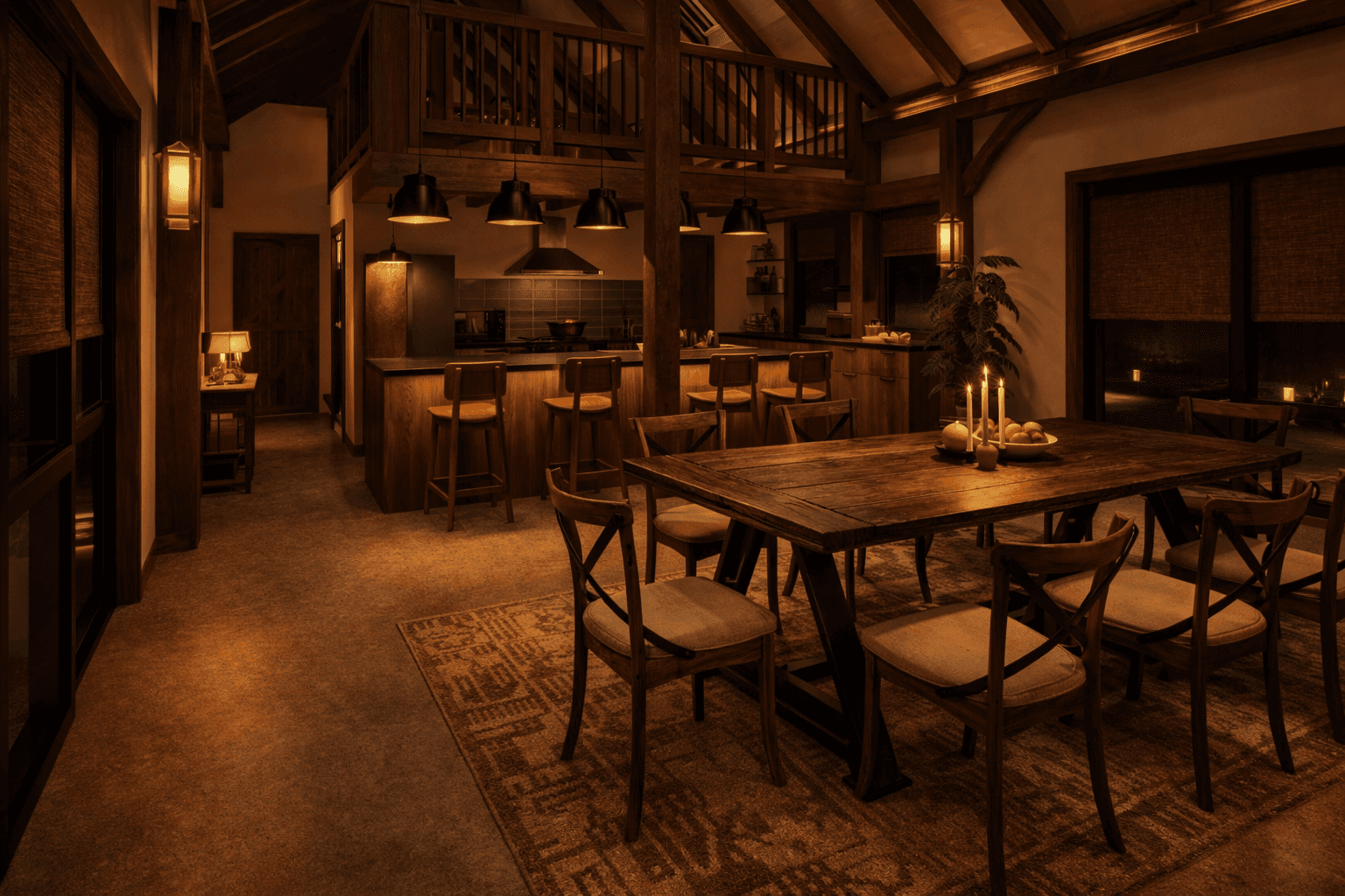 Architectural barn home with timber beams in NZ