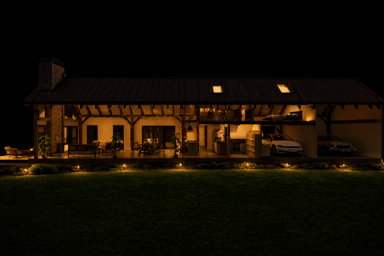 Spacious barn house for family living house plan