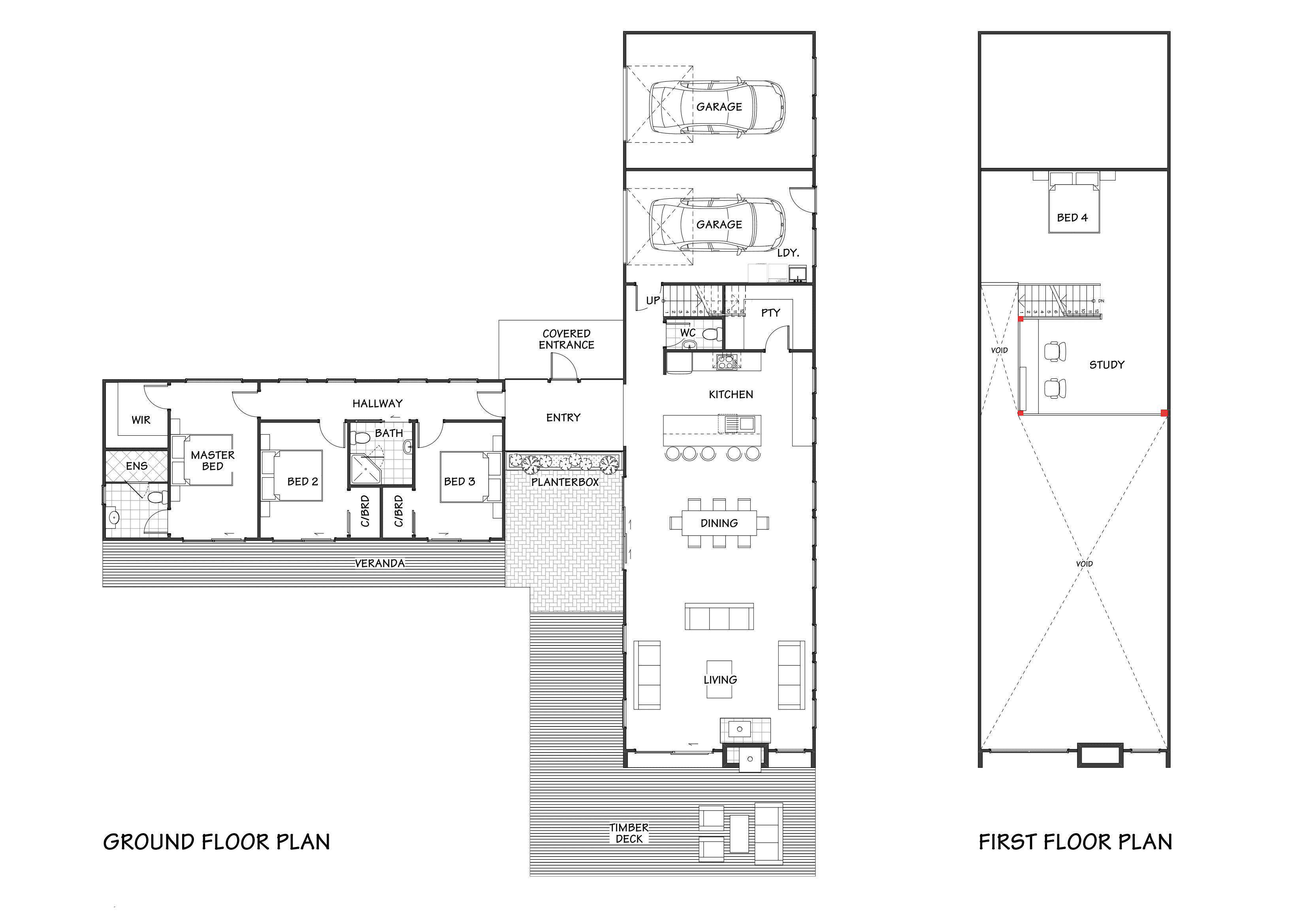 Legacy barn home floor plan with architectural timber frame and premium finishes