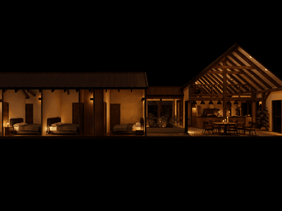 Large open barn house living space design