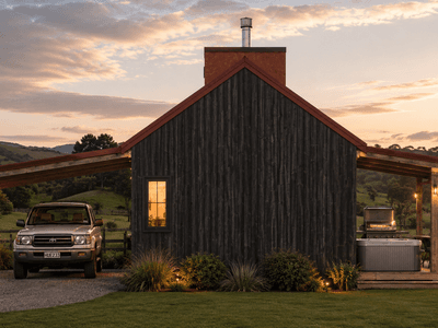 Modern timber frame home designed for compact, comfortable living